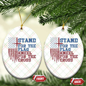 Stand For The Flag Kneel For The Cross Ceramic Ornament Cross US Flag American Patriotic Christian Faith 4th of July TS10 Print Your Wear