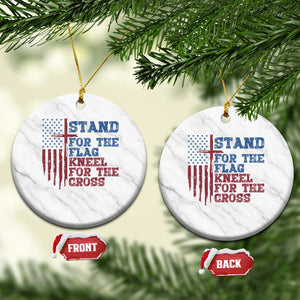 Stand For The Flag Kneel For The Cross Ceramic Ornament Cross US Flag American Patriotic Christian Faith 4th of July TS10 1pc White Marble Print Your Wear
