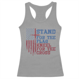 Stand For The Flag Kneel For The Cross Racerback Tank Top Cross US Flag American Patriotic Christian Faith 4th of July TS10 Sport Gray Print Your Wear