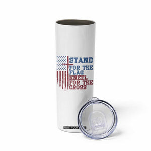 Stand For The Flag Kneel For The Cross Skinny Tumbler Cross US Flag American Patriotic Christian Faith 4th of July TS10 Print Your Wear