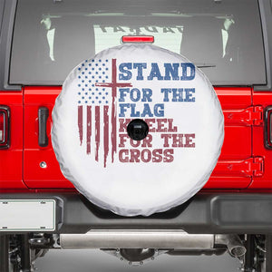 Stand For The Flag Kneel For The Cross Spare Tire Cover Cross US Flag American Patriotic Christian Faith 4th of July TS10 White Print Your Wear