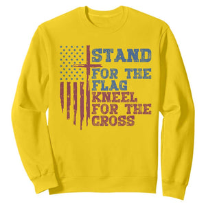 Stand For The Flag Kneel For The Cross Sweatshirt Cross US Flag American Patriotic Christian Faith 4th of July TS10 Daisy Print Your Wear