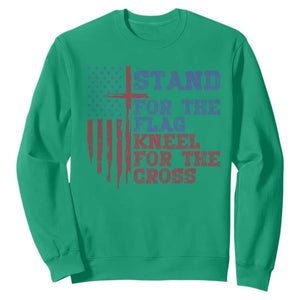 Stand For The Flag Kneel For The Cross Sweatshirt Cross US Flag American Patriotic Christian Faith 4th of July TS10 Irish Green Print Your Wear