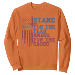 Stand For The Flag Kneel For The Cross Sweatshirt Cross US Flag American Patriotic Christian Faith 4th of July TS10 Orange Print Your Wear