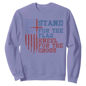 Stand For The Flag Kneel For The Cross Sweatshirt Cross US Flag American Patriotic Christian Faith 4th of July TS10 Violet Print Your Wear