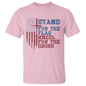Stand For The Flag Kneel For The Cross T Shirt Cross US Flag American Patriotic Christian Faith 4th of July TS10 Light Pink Print Your Wear