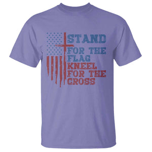Stand For The Flag Kneel For The Cross T Shirt Cross US Flag American Patriotic Christian Faith 4th of July TS10 Violet Print Your Wear
