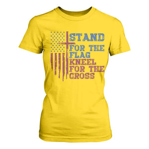 Stand For The Flag Kneel For The Cross T Shirt For Women Cross US Flag American Patriotic Christian Faith 4th of July TS10 Daisy Print Your Wear