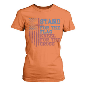 Stand For The Flag Kneel For The Cross T Shirt For Women Cross US Flag American Patriotic Christian Faith 4th of July TS10 Orange Print Your Wear