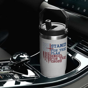 Stand For The Flag Kneel For The Cross Flip Straw Tumbler Cross US Flag American Patriotic Christian Faith 4th of July TS10 Print Your Wear