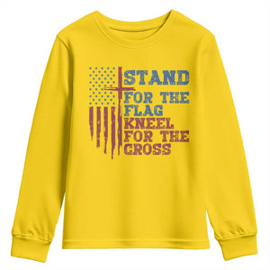 Stand For The Flag Kneel For The Cross Youth Sweatshirt Cross US Flag American Patriotic Christian Faith 4th of July TS10 Daisy Print Your Wear