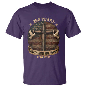 250 Years America T Shirt 250th Birthday 4th Of July Independence Day Faith Freedom TS10 Purple Print Your Wear