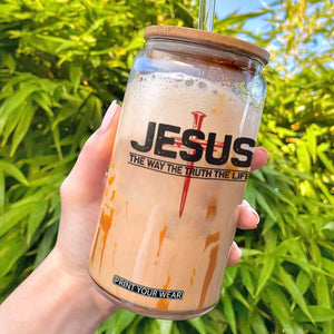 Jesus Christ Glass Can The Way Truth Life Cross Nails Faith In God Christian TS10 White Print Your Wear