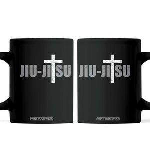 Jiu Jitsu Christian Cross Coffee Mug Retro Vintage Minimal Religious Faith TS10 Black Print Your Wear