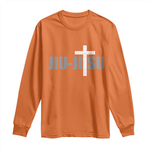 Jiu Jitsu Christian Cross Long Sleeve Shirt Retro Vintage Minimal Religious Faith TS10 Orange Print Your Wear
