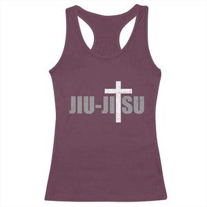 Jiu Jitsu Christian Cross Racerback Tank Top Retro Vintage Minimal Religious Faith TS10 Maroon Print Your Wear