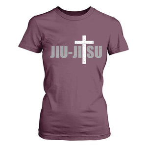 Jiu Jitsu Christian Cross T Shirt For Women Retro Vintage Minimal Religious Faith TS10 Maroon Print Your Wear