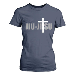 Jiu Jitsu Christian Cross T Shirt For Women Retro Vintage Minimal Religious Faith TS10 Navy Print Your Wear
