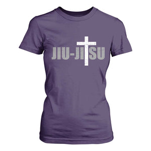 Jiu Jitsu Christian Cross T Shirt For Women Retro Vintage Minimal Religious Faith TS10 Purple Print Your Wear