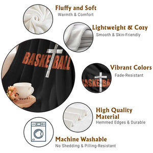 Christian Basketball Cross Throw Blanket Retro Vintage Minimal Religious Faith TS10 Print Your Wear