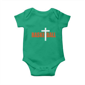 Christian Basketball Cross Baby Onesie Retro Vintage Minimal Religious Faith TS10 Irish Green Print Your Wear