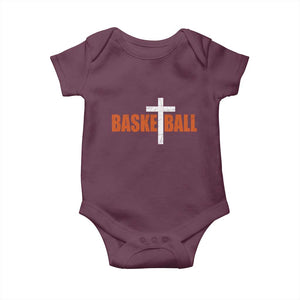 Christian Basketball Cross Baby Onesie Retro Vintage Minimal Religious Faith TS10 Maroon Print Your Wear