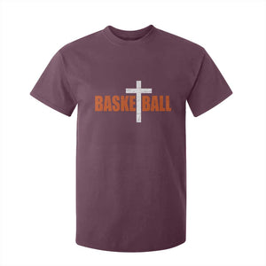 Christian Basketball Cross T Shirt For Kid Retro Vintage Minimal Religious Faith TS10 Maroon Print Your Wear