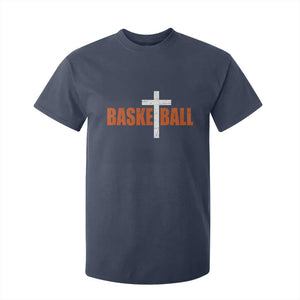 Christian Basketball Cross T Shirt For Kid Retro Vintage Minimal Religious Faith TS10 Navy Print Your Wear