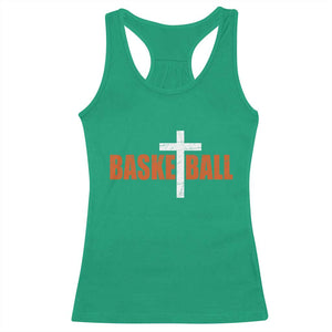 Christian Basketball Cross Racerback Tank Top Retro Vintage Minimal Religious Faith TS10 Irish Green Print Your Wear