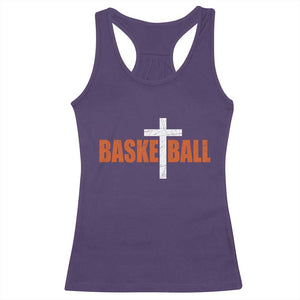 Christian Basketball Cross Racerback Tank Top Retro Vintage Minimal Religious Faith TS10 Purple Print Your Wear