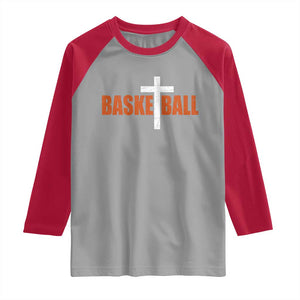 Christian Basketball Cross Raglan Shirt Retro Vintage Minimal Religious Faith TS10 Sport Gray Red Print Your Wear