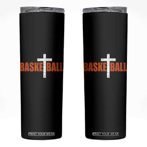 Christian Basketball Cross Skinny Tumbler Retro Vintage Minimal Religious Faith TS10 Black Print Your Wear