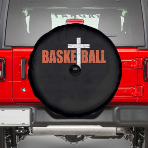 Christian Basketball Cross Spare Tire Cover Retro Vintage Minimal Religious Faith TS10 Black Print Your Wear