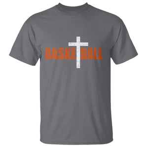 Christian Basketball Cross T Shirt Retro Vintage Minimal Religious Faith TS10 Charcoal Print Your Wear