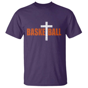 Christian Basketball Cross T Shirt Retro Vintage Minimal Religious Faith TS10 Purple Print Your Wear