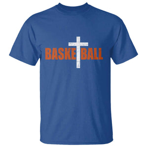 Christian Basketball Cross T Shirt Retro Vintage Minimal Religious Faith TS10 Royal Blue Print Your Wear