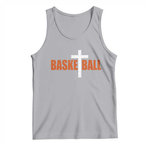 Christian Basketball Cross Tank Top Retro Vintage Minimal Religious Faith TS10 Athletic Heather Print Your Wear