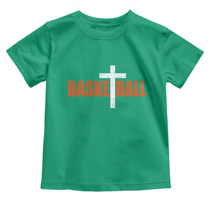 Christian Basketball Cross Toddler T Shirt Retro Vintage Minimal Religious Faith TS10 Irish Green Print Your Wear