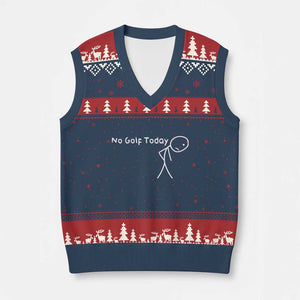 No Golf Today V-Neck Knit Sweater Vest Funny Golfing Lover Sad Stickman Golfer Golfers TS10 Navy Red Print Your Wear