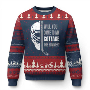 Will You Come To My Cottage This Summer Ugly Christmas Sweater Retro LGBT Romance Hockey Fan TS10 Navy Red Print Your Wear