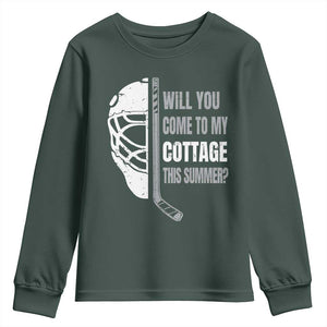 Will You Come To My Cottage This Summer Youth Sweatshirt Retro LGBT Romance Hockey Fan TS10 Dark Forest Green Print Your Wear
