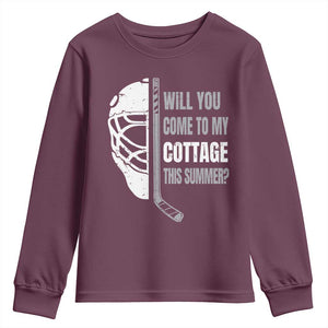 Will You Come To My Cottage This Summer Youth Sweatshirt Retro LGBT Romance Hockey Fan TS10 Maroon Print Your Wear