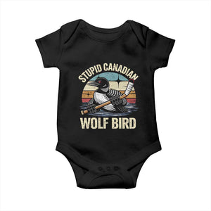 Stupid Canadian Wolf Bird Baby Onesie Retro Romance Hockey LGBT Book Movie Fans Gift TS10 Black Print Your Wear