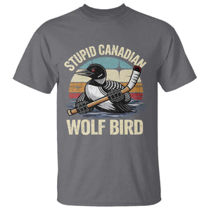 Stupid Canadian Wolf Bird T Shirt Retro Romance Hockey LGBT Book Movie Fans Gift TS10 Charcoal Print Your Wear