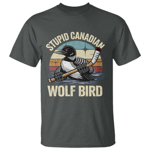 Stupid Canadian Wolf Bird T Shirt Retro Romance Hockey LGBT Book Movie Fans Gift TS10 Dark Heather Print Your Wear