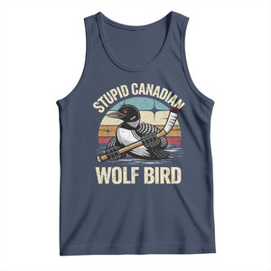 Stupid Canadian Wolf Bird Tank Top Retro Romance Hockey LGBT Book Movie Fans Gift TS10 Navy Print Your Wear
