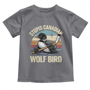 Stupid Canadian Wolf Bird Toddler T Shirt Retro Romance Hockey LGBT Book Movie Fans Gift TS10 Charcoal Print Your Wear