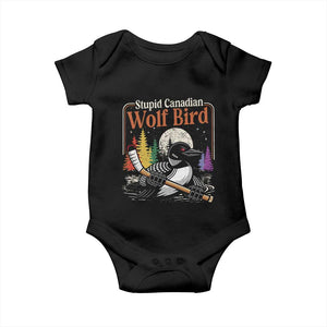 Stupid Canadian Wolf Bird Baby Onesie Retro Romance Hockey LGBT Book Movie Fans TS10 Black Print Your Wear