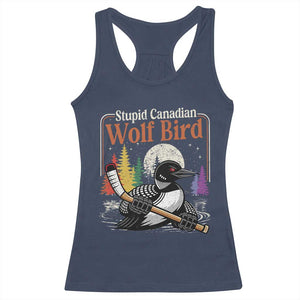 Stupid Canadian Wolf Bird Racerback Tank Top Retro Romance Hockey LGBT Book Movie Fans TS10 Navy Print Your Wear