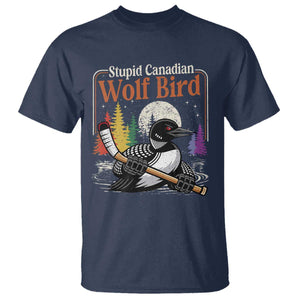 Stupid Canadian Wolf Bird T Shirt Retro Romance Hockey LGBT Book Movie Fans TS10 Navy Print Your Wear
